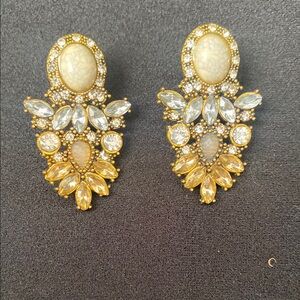 Elegant Gold and Cream Statement Earrings